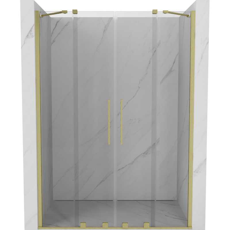 Mexen Velar Duo Schiebetür-Duschabtrennung 160 cm, transparent, gebürstetes Gold - 871-160-000-02-55