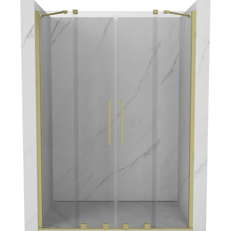 Mexen Velar Duo Schiebetüren für die Dusche 160 cm, transparent, gebürstetes Gold - 871-160-000-02-55