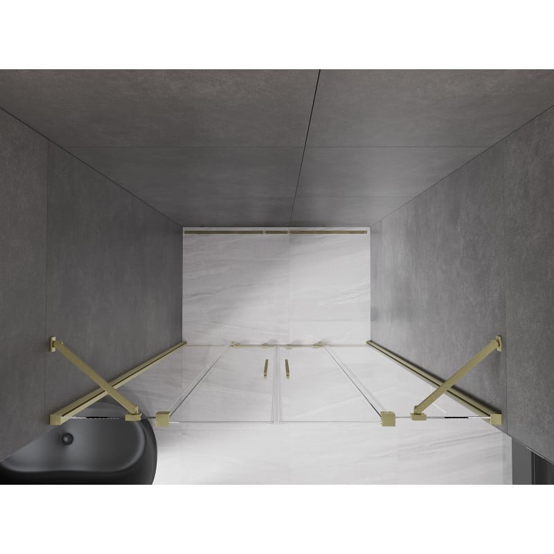 Mexen Velar Duo Schiebetür-Duschabtrennung 160 cm, transparent, gebürstetes Gold - 871-160-000-02-55
