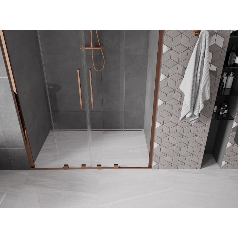 Mexen Velar Duo Duschschiebetür 140 cm, transparent, Roségold - 871-140-000-02-60