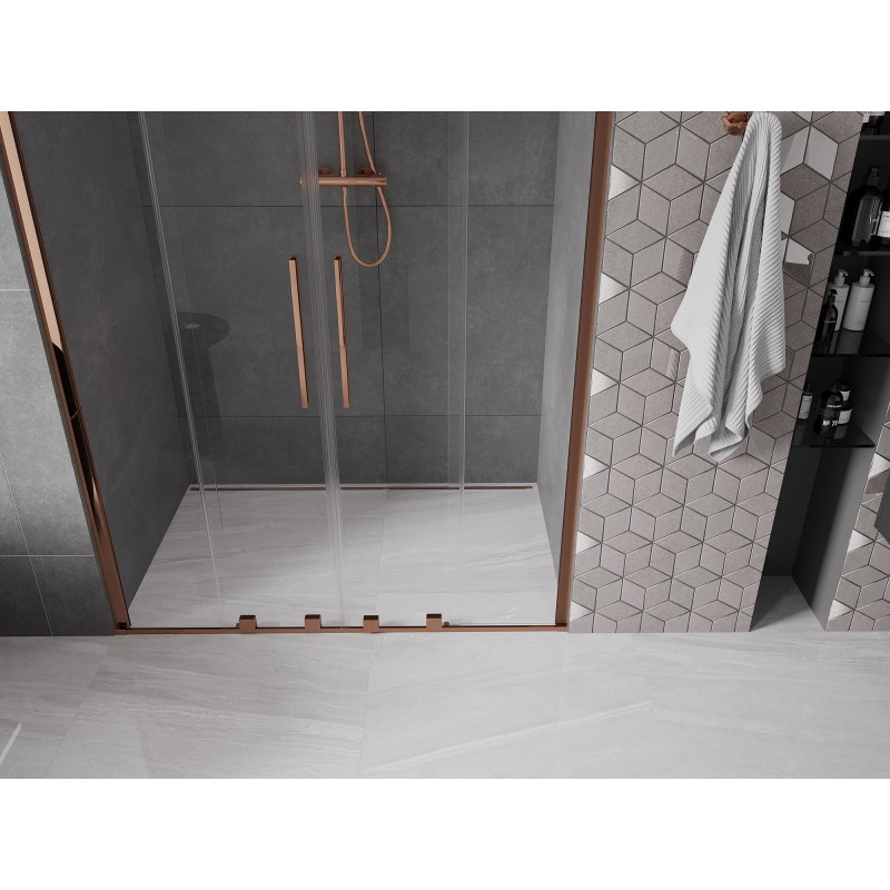 Mexen Velar Duo Duschschiebetüren 150 cm, transparent, Roségold - 871-150-000-02-60