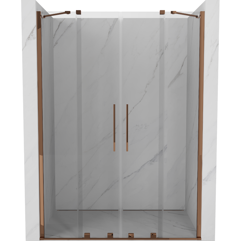 Mexen Velar Duo Duschschiebetüren 160 cm, transparent, Roségold - 871-160-000-02-60