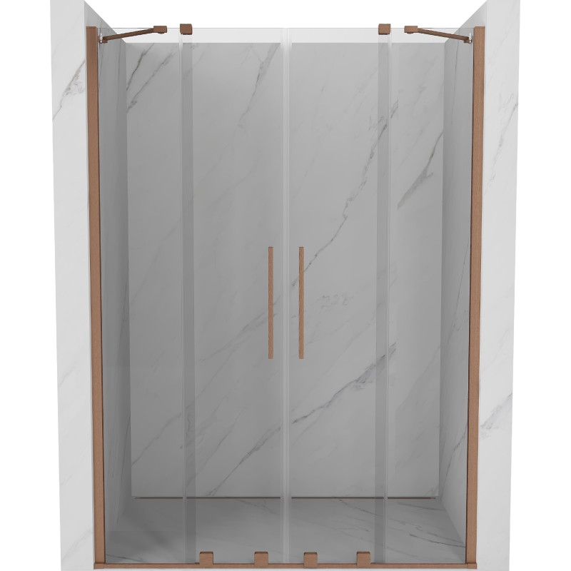 Mexen Velar Duo Duschschiebetüren 140 cm, transparent, gebürstetes Kupfer - 871-140-000-02-65