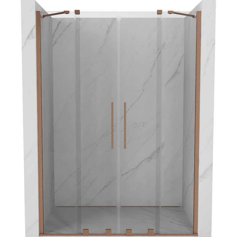 Mexen Velar Duo Schiebetür Dusche 140 cm, transparent, gebürstetes Kupfer - 871-140-000-02-65