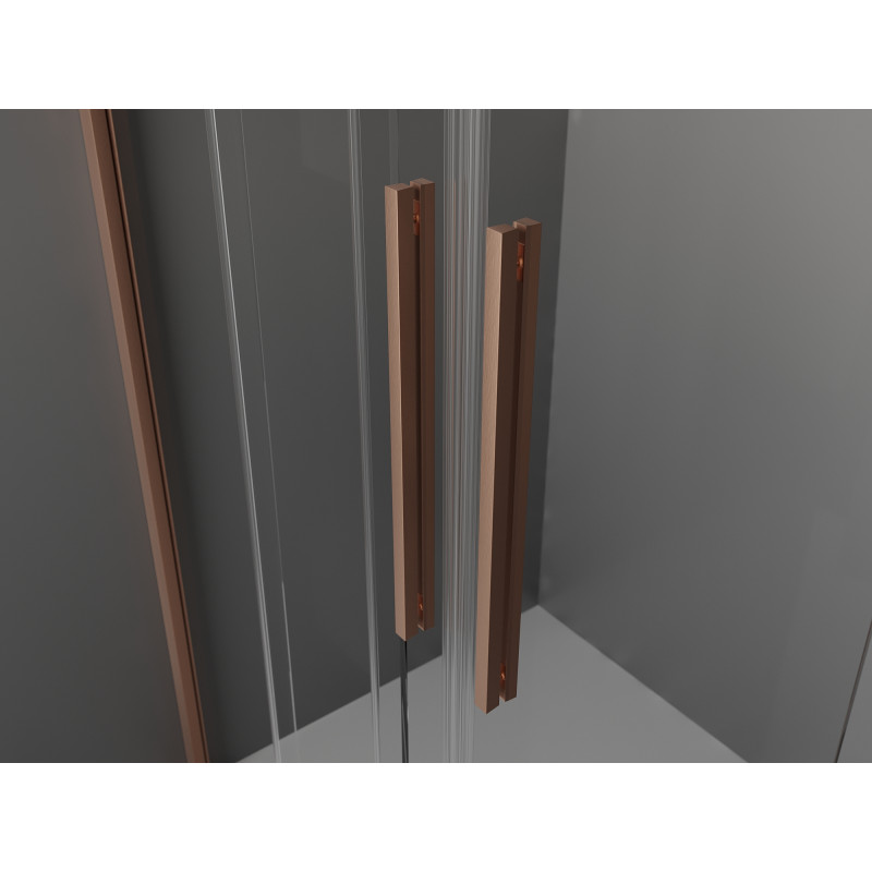 Mexen Velar Duo Schiebetür Dusche 140 cm, transparent, gebürstetes Kupfer - 871-140-000-02-65