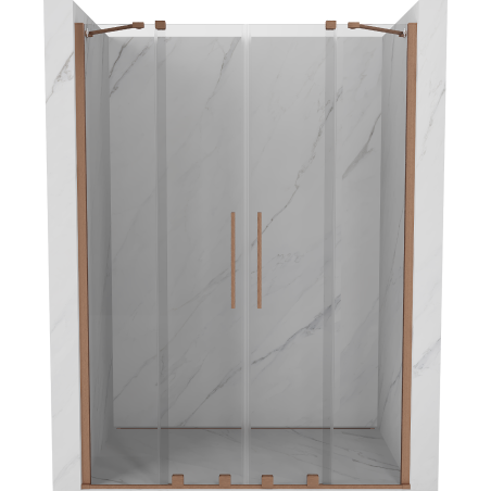 Mexen Velar Duo Schiebetür für Dusche 150 cm, transparent, gebürstetes Kupfer - 871-150-000-02-65