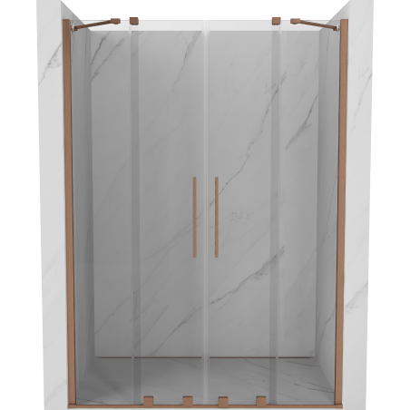 Mexen Velar Duo Schiebetüren 160 cm, transparent, gebürstetes Kupfer - 871-160-000-02-65