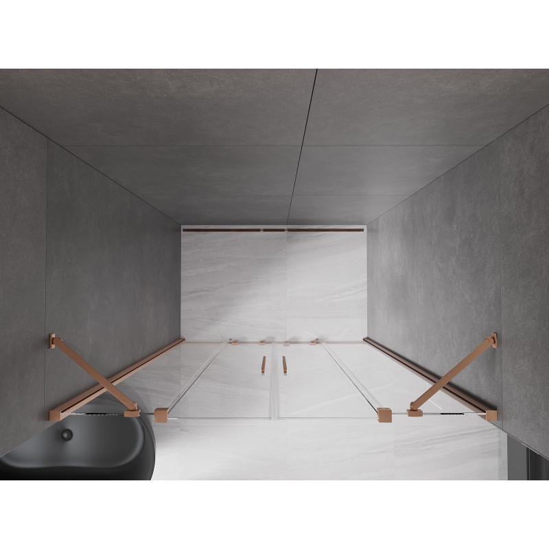 Mexen Velar Duo Schiebetüren 160 cm, transparent, gebürstetes Kupfer - 871-160-000-02-65