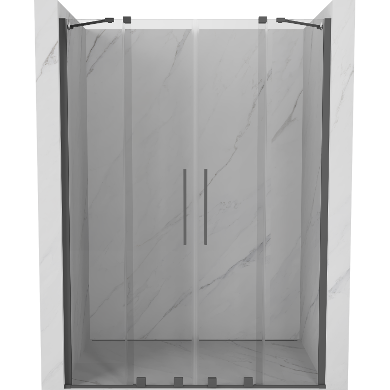 Mexen Velar Duo Schiebetür für Dusche 140 cm, transparent, gebürstetes Gun Gray - 871-140-000-02-66