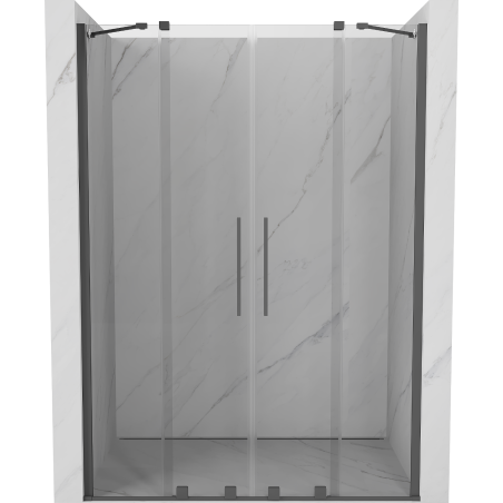 Mexen Velar Duo Schiebetür für Dusche 140 cm, transparent, gebürstetes Gun Gray - 871-140-000-02-66