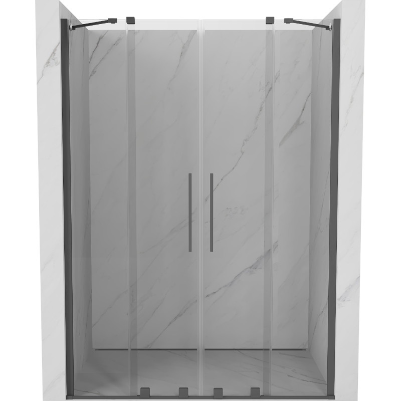 Mexen Velar Duo Schiebetüren für die Dusche 150 cm, transparent, gebürstetes Gun-Grey - 871-150-000-02-66