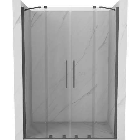 Mexen Velar Duo Schiebetüren 160 cm, transparent, gebürstetes Gun Gray - 871-160-000-02-66