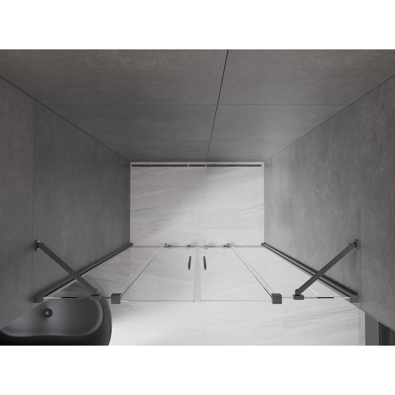 Mexen Velar Duo Schiebetür für Dusche 160 cm, transparent, gun grau gebürstet - 871-160-000-02-66