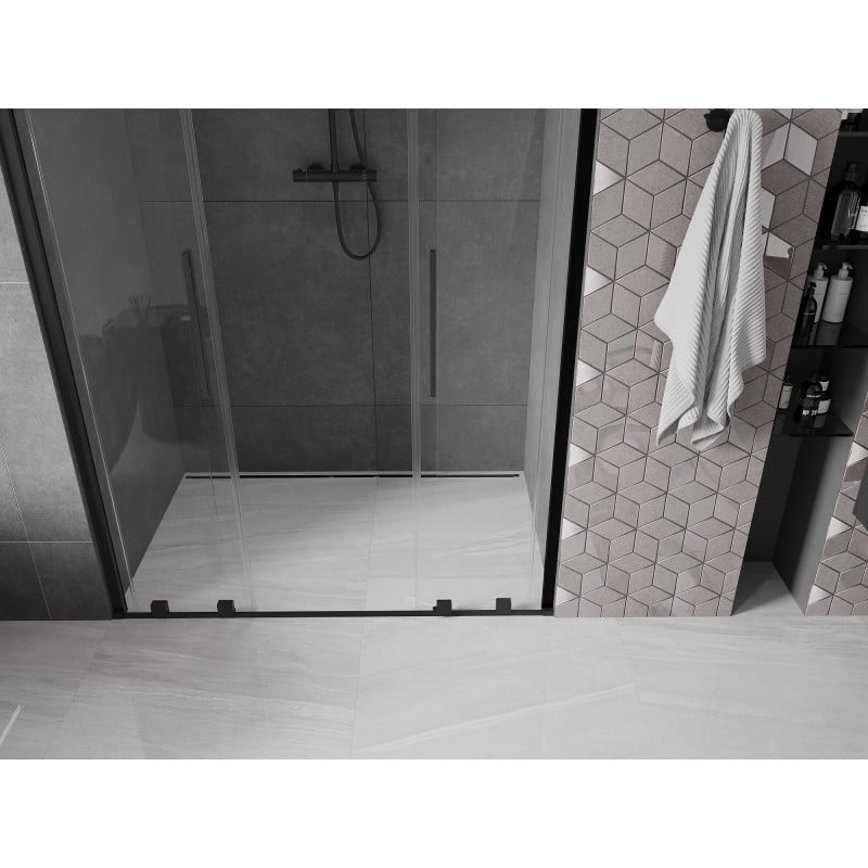 Mexen Velar Duo Duschschiebetüren 140 cm, transparent, schwarz - 871-140-000-02-70