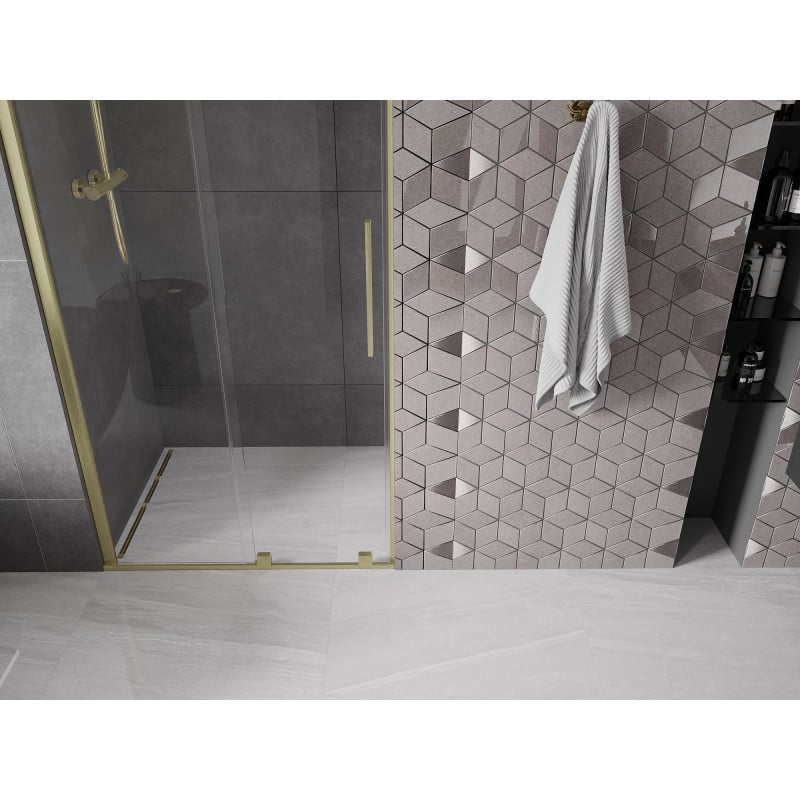 Mexen Velar Schiebetür für die Dusche 120 cm, transparent, gebürstetes Gold - 871-120-000-01-55