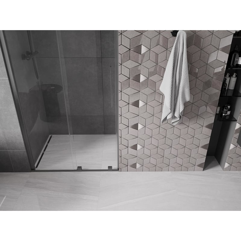 Mexen Velar schiebetür für dusche 100 cm, transparent, gun gray gebürstet - 871-100-000-01-66