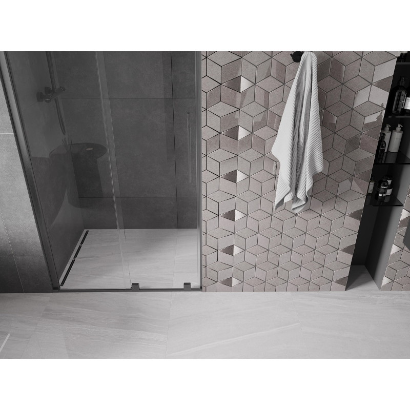 Mexen Velar Schiebetüren für die Dusche 110 cm, transparent, gebürstetes Gun Gray - 871-110-000-01-66