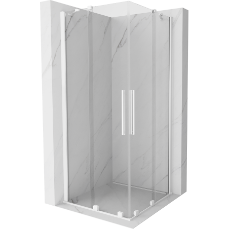 Mexen Velar Duo Duschkabine Schiebetür 90 x 90 cm, transparent, weiß - 871-090-090-02-20