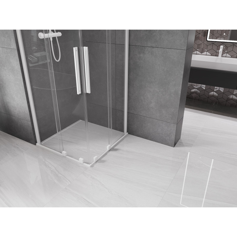 Mexen Velar Duo Duschkabine Schiebetür 90 x 90 cm, transparent, weiß - 871-090-090-02-20
