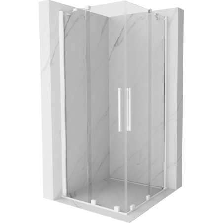 Mexen Velar Duo Schiebeduschkabine 100 x 100 cm, transparent, weiß - 871-100-100-02-20
