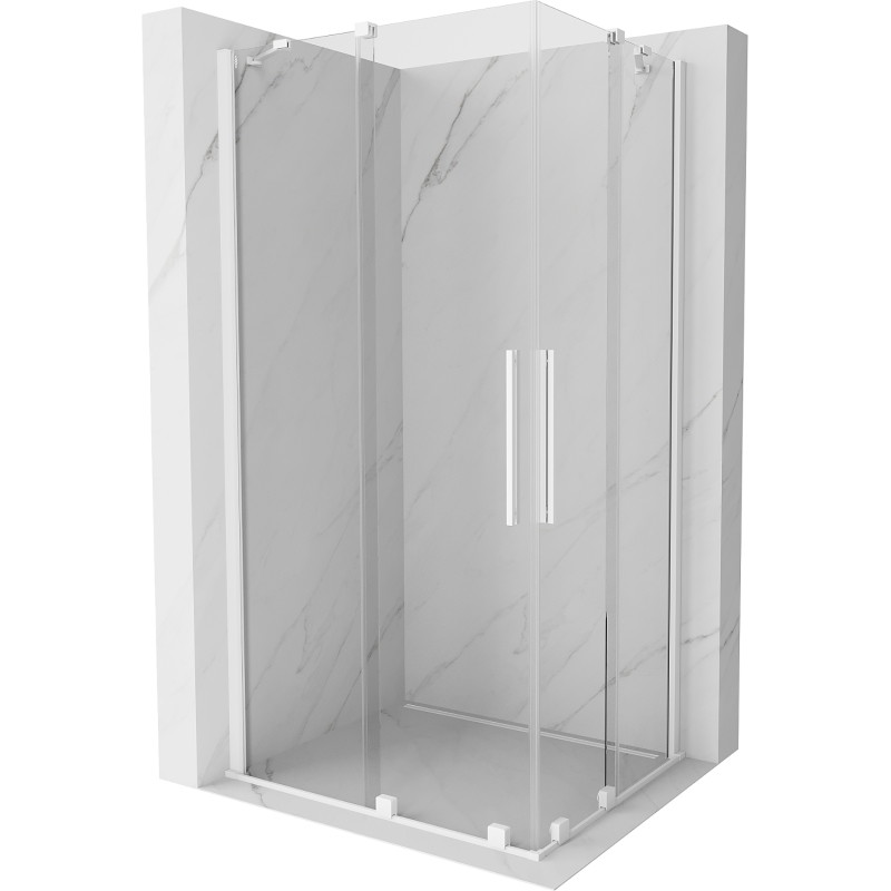 Mexen Velar Duo Duschkabine Schiebetür 90 x 80 cm, transparent, weiß - 871-090-080-02-20