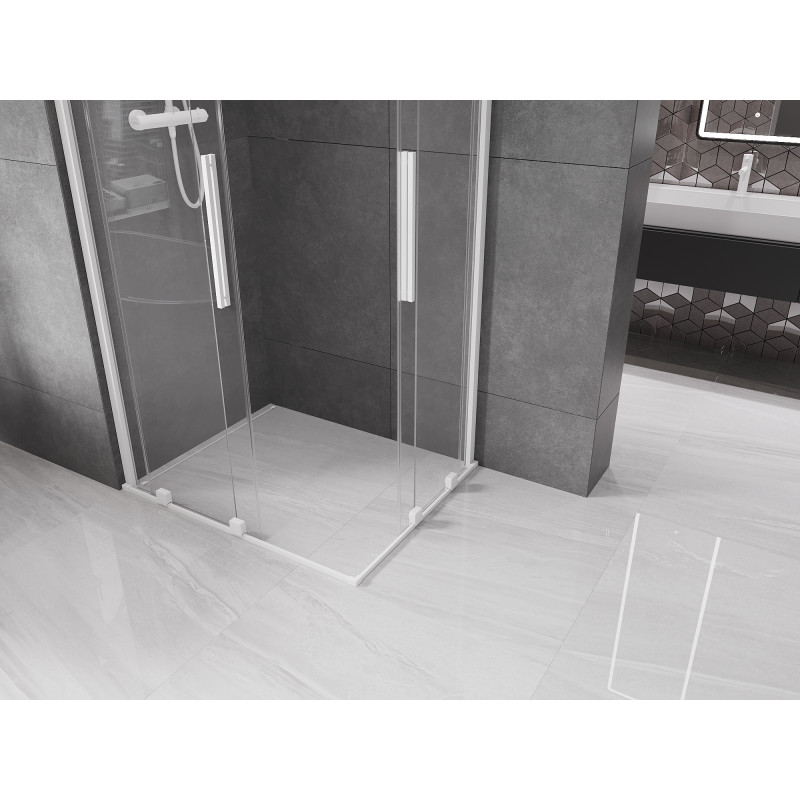 Mexen Velar Duo Duschkabine, 90 x 80 cm, transparent, weiß - 871-090-080-02-20