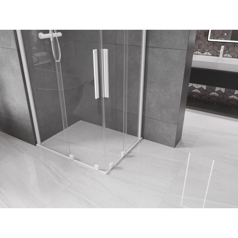 Mexen Velar Duo Duschkabine, 90 x 80 cm, transparent, weiß - 871-090-080-02-20