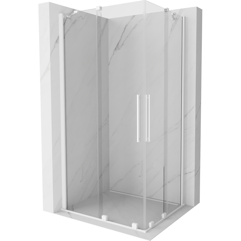 Mexen Velar Duo Duschkabine verschiebbar 100 x 90 cm, transparent, weiß - 871-100-090-02-20