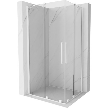 Mexen Velar Duo Duschkabine verschiebbar 100 x 90 cm, transparent, weiß - 871-100-090-02-20