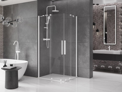 Mexen Velar Duo Duschkabine verschiebbar 100 x 90 cm, transparent, weiß - 871-100-090-02-20