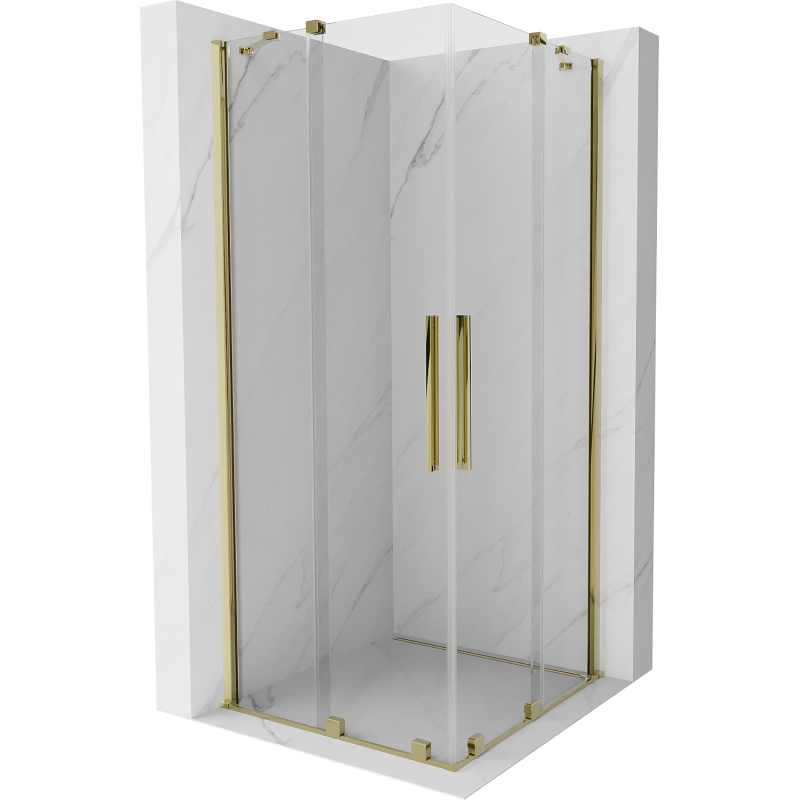 Mexen Velar Duo ausziehbare Duschabtrennung 90 x 90 cm, transparent, Gold - 871-090-090-02-50