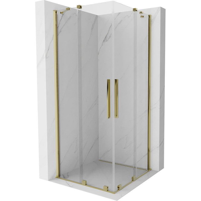 Mexen Velar Duo Schiebeduschkabine 90 x 90 cm, transparent, gold - 871-090-090-02-50