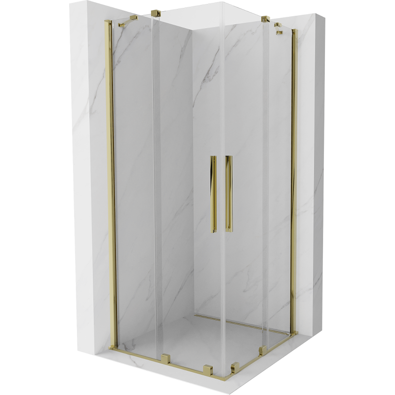 Mexen Velar Duo Schiebetür-Duschkabine 90 x 90 cm, transparent, gold - 871-090-090-02-50