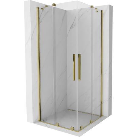 Mexen Velar Duo Schiebetür-Duschkabine 90 x 90 cm, transparent, gold - 871-090-090-02-50