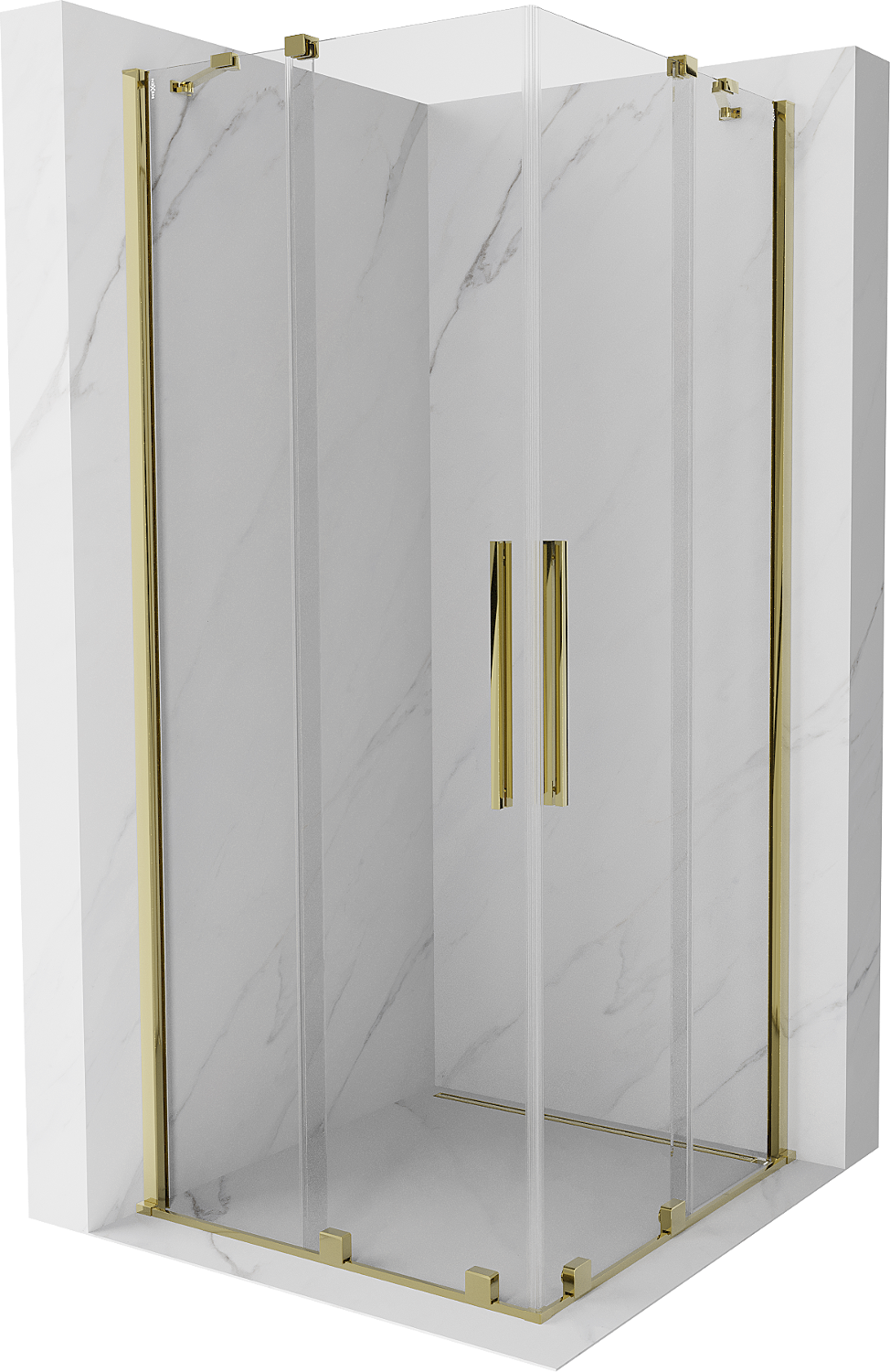 Mexen Velar Duo ausziehbare Duschabtrennung 90 x 90 cm, transparent, Gold - 871-090-090-02-50