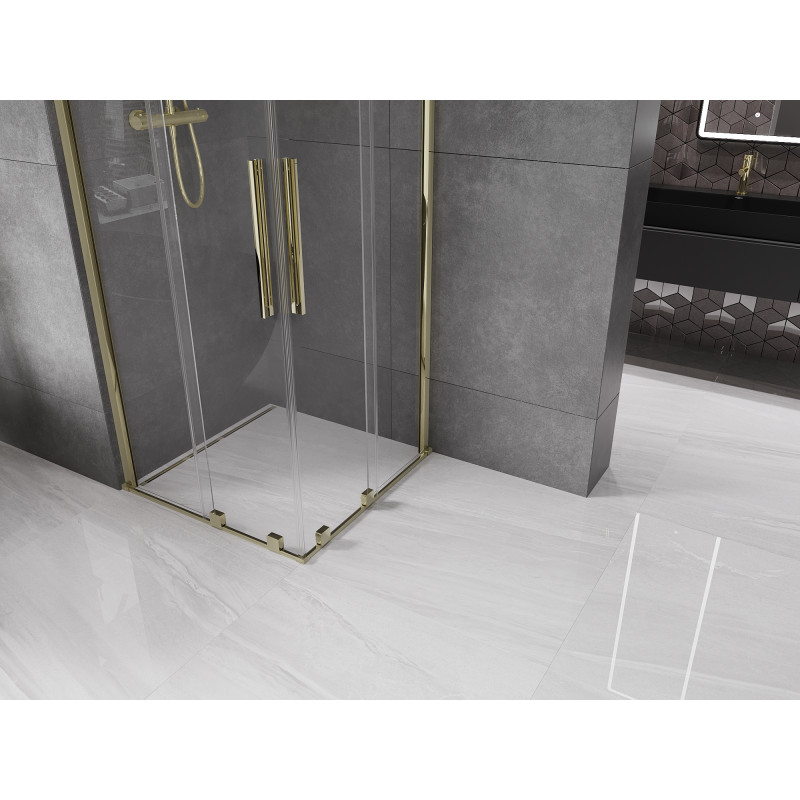 Mexen Velar Duo Schiebetür-Duschkabine 90 x 90 cm, transparent, gold - 871-090-090-02-50