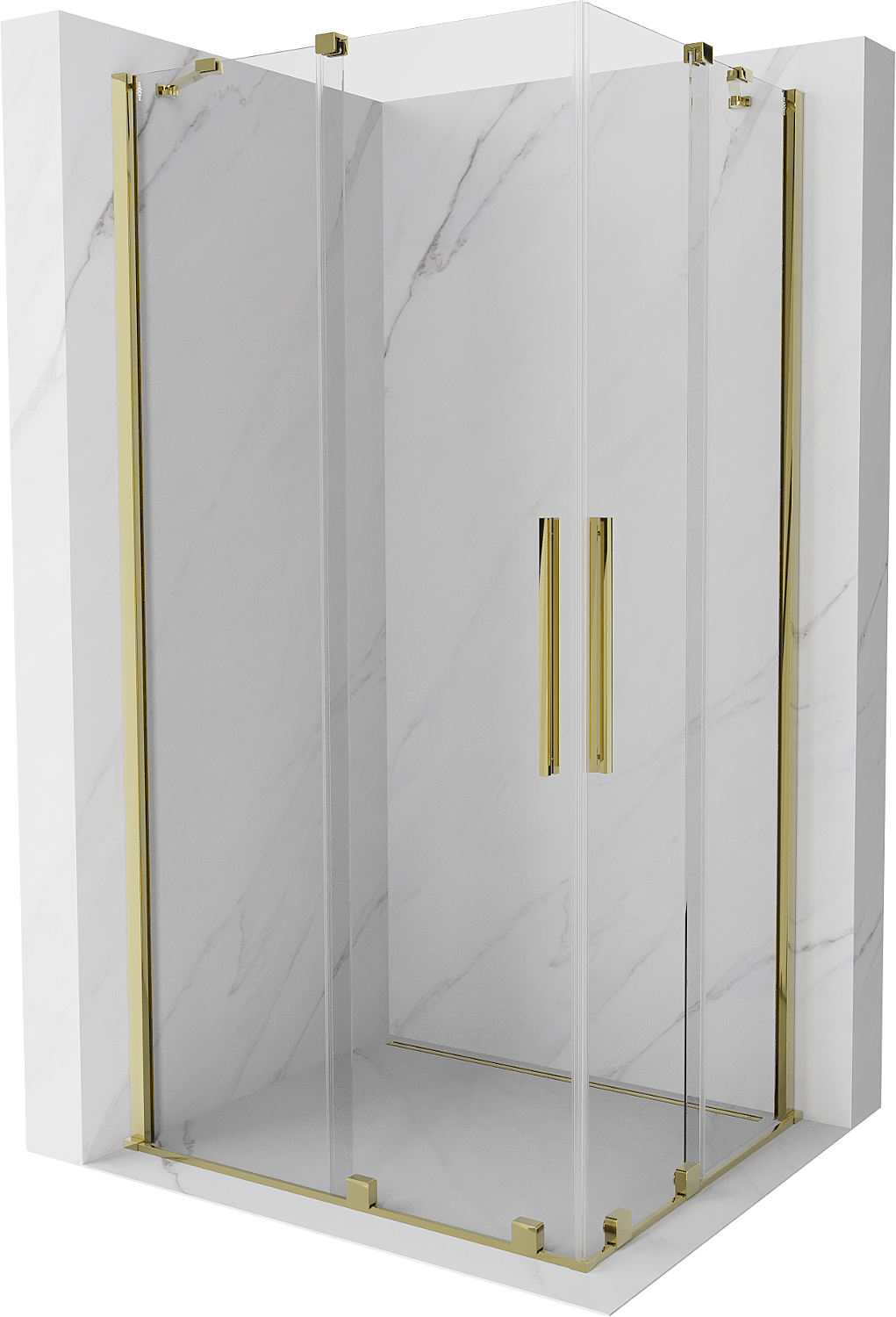 Mexen Velar Duo ausziehbare Duschabtrennung 90 x 80 cm, transparent, Gold - 871-090-080-02-50