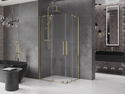 Mexen Velar Duo Schiebeduschkabine 90 x 80 cm, transparent, gold - 871-090-080-02-50