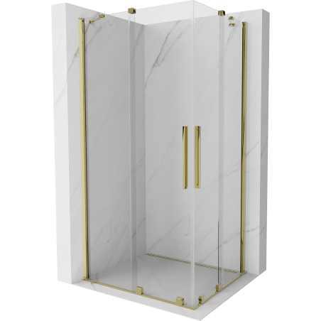 Mexen Velar Duo ausziehbare Duschabtrennung 100 x 90 cm, transparent, Gold - 871-100-090-02-50