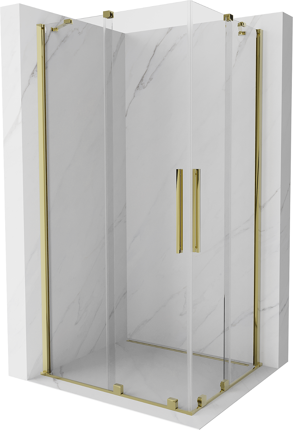 Mexen Velar Duo ausziehbare Duschabtrennung 100 x 90 cm, transparent, Gold - 871-100-090-02-50