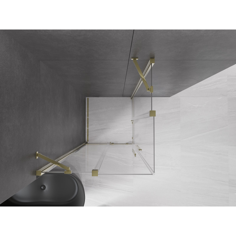 Mexen Velar Duo Schiebetür-Duschkabine 90 x 90 cm, transparent, gold - 871-090-090-02-50