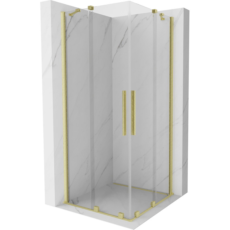 Mexen Velar Duo Schiebetür-Duschkabine 80 x 80 cm, transparent, gold gebürstet - 871-080-080-02-55