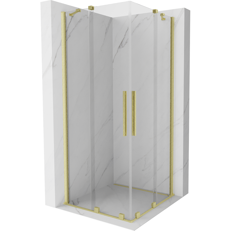 Mexen Velar Duo Schiebeduschkabine 90 x 90 cm, transparent, gebürstetes Gold - 871-090-090-02-55