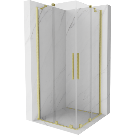 Mexen Velar Duo Schiebeduschkabine 90 x 90 cm, transparent, gebürstetes Gold - 871-090-090-02-55