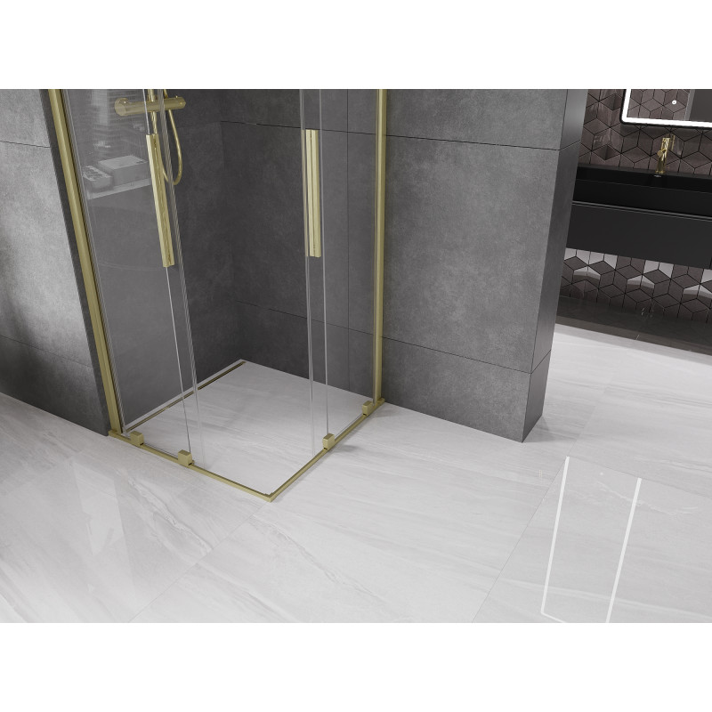 Mexen Velar Duo Schiebeduschkabine 90 x 90 cm, transparent, gebürstetes Gold - 871-090-090-02-55