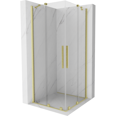Mexen Velar Duo Schiebetür-Duschkabine 100 x 100 cm, transparent, gebürstetes Gold - 871-100-100-02-55