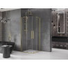 Mexen Velar Duo Duschkabine Schiebetür 100 x 100 cm, transparent, gebürstetes Gold - 871-100-100-02-55