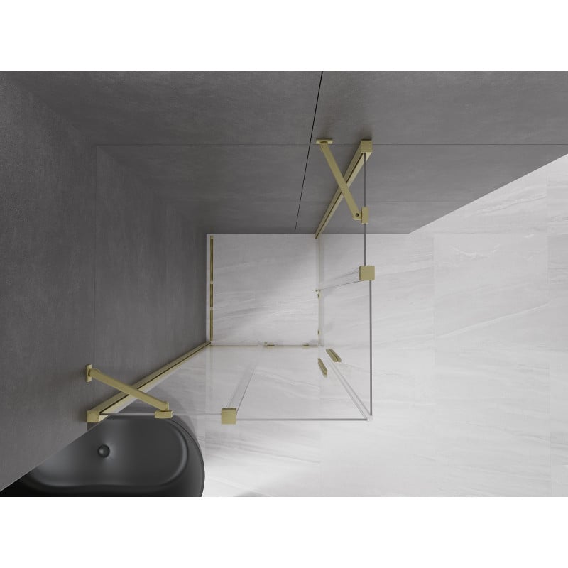 Mexen Velar Duo Schiebetür-Duschkabine 100 x 100 cm, transparent, gebürstetes Gold - 871-100-100-02-55