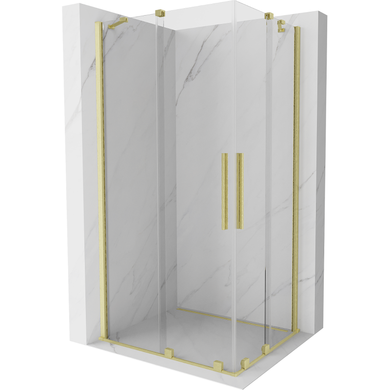 Mexen Velar Duo Duschkabine Schiebetür 90 x 80 cm, transparent, gebürstetes Gold - 871-090-080-02-55