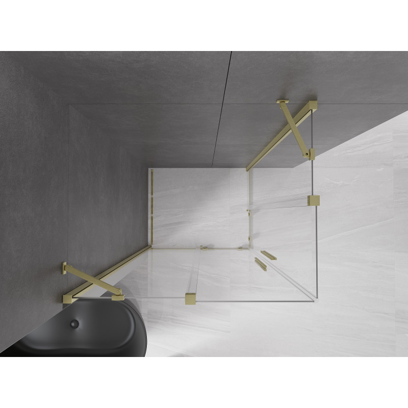 Mexen Velar Duo Duschkabine Schiebetür 90 x 80 cm, transparent, gebürstetes Gold - 871-090-080-02-55